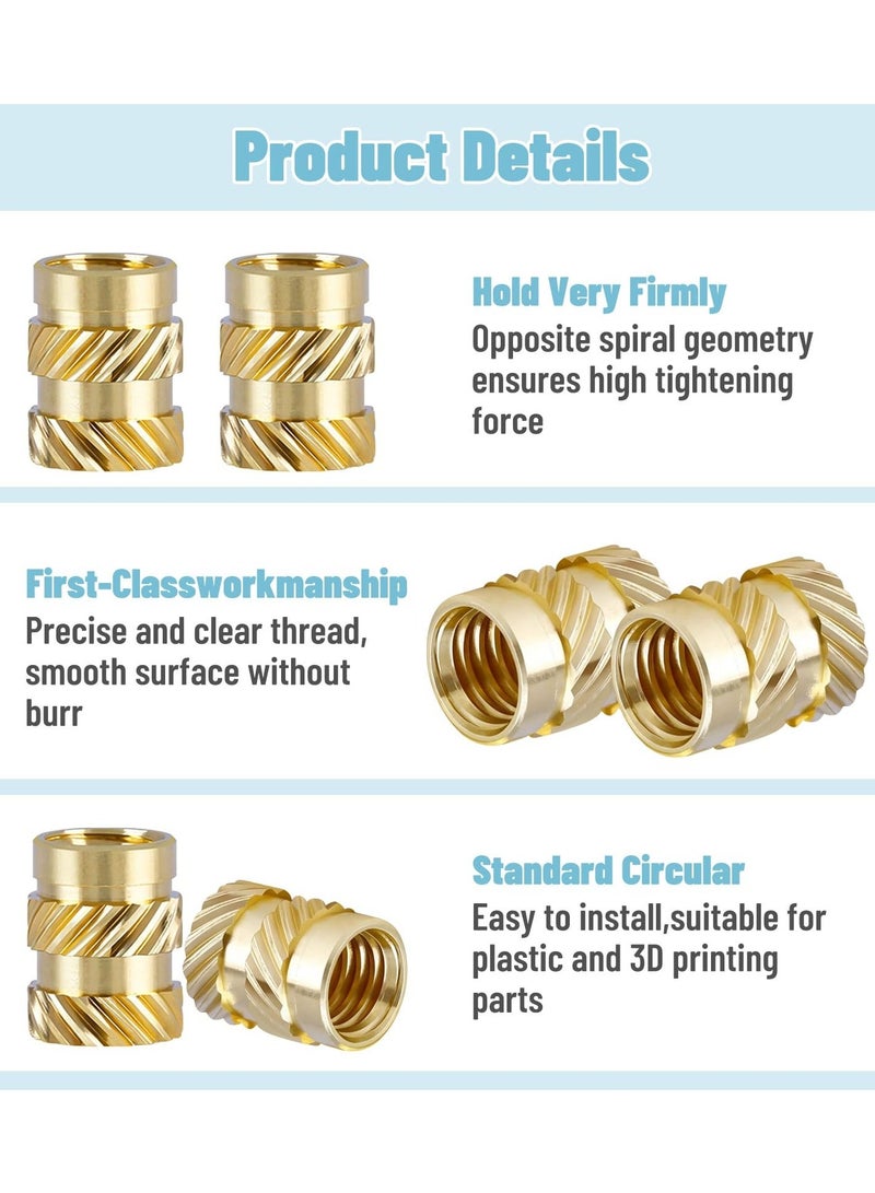 150 pcs 3D Printing Brass Nuts, M3x4x5mm M3 Threaded Insert Knurled Brass Nuts Female Thread Knurled Heat Embedment Nut for 3D Printing Parts Loptop Automotive Plastic Shell  - Image 3
