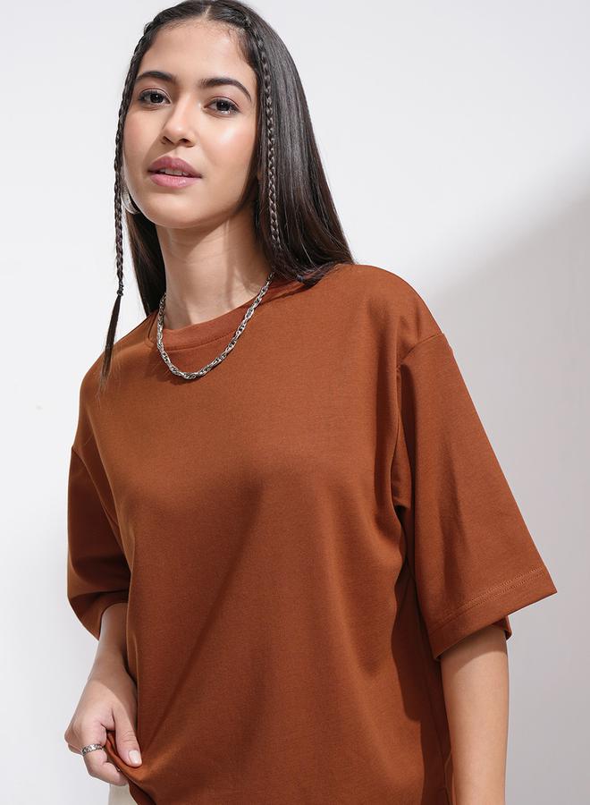 Tokyo Talkies Solid Drop Shoulder Oversized T-Shirt by Styli