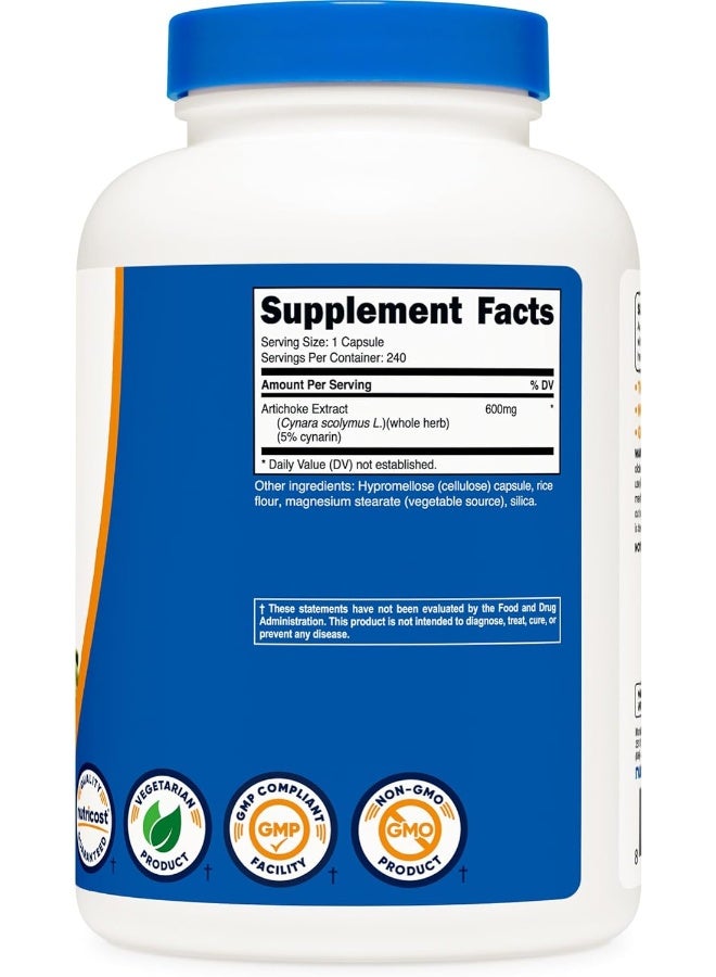Nutricost Artichoke Extract (600mg) 240 Capsules - Gluten Free, Non-GMO, and Vegetarian Friendly - Image 5