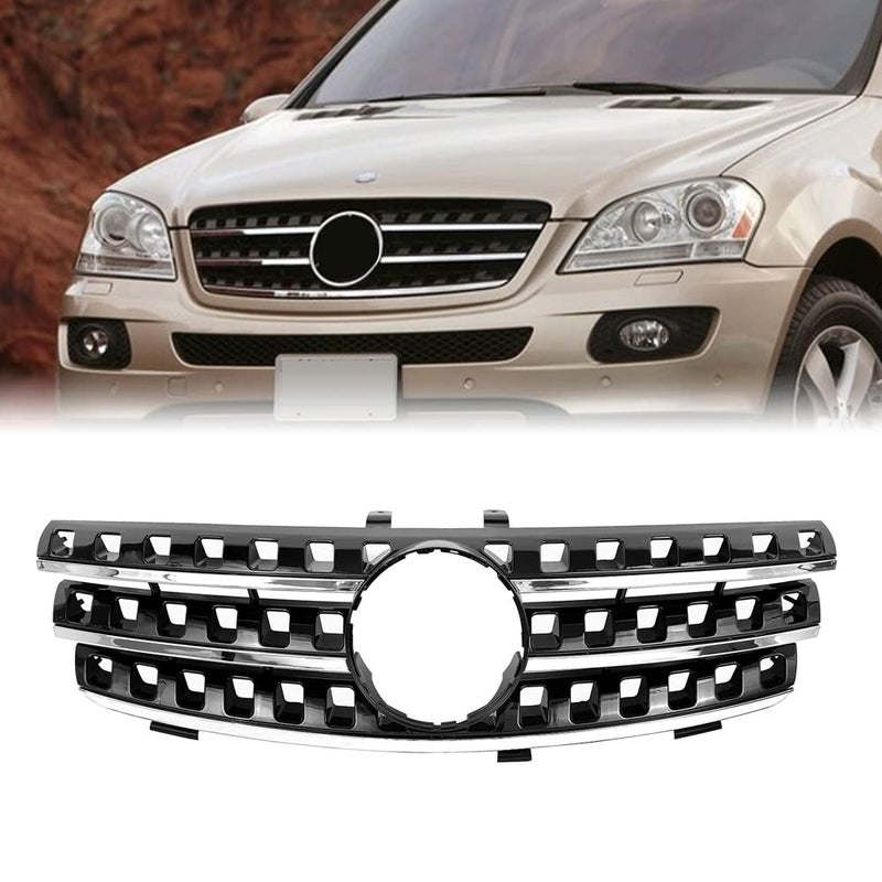 DIBON AUTO Grille Compatible For Mercedes Benz W164 ML Grill ML320 ML350 ML500 ML550 Bumper Grille 2005 2006 2007 2008 BLACK