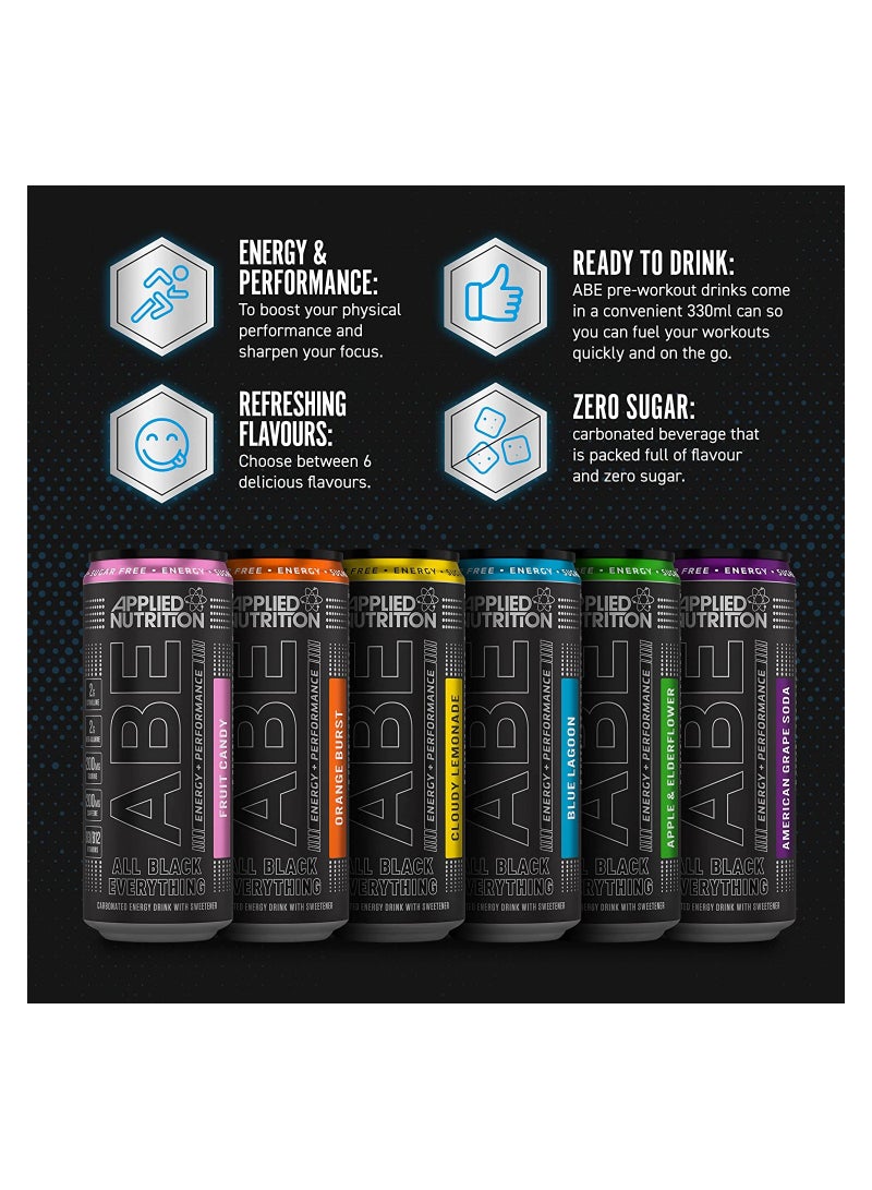 Applied Nutrition Abe Pre Workout Cans - Performance Drink, Abe Carbonated Beverage Sugar Free With Caffeine -330Ml  - Image 3