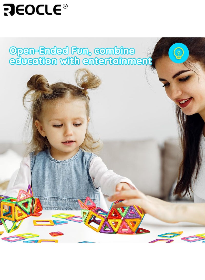 REOCLE 60PCS Magnetic Building Blocks Set with Large Size and STEM Learning Features Educational Magnet Toys with 3D Construction Design for Kids Age 3-6 Early Learning - Image 5