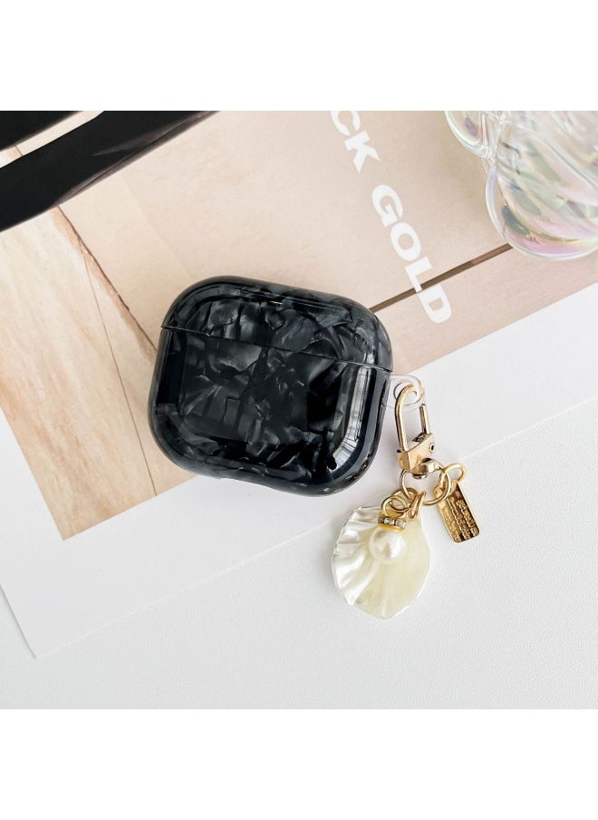 Generic - Suitable For AirPods 4 Earphone Protective Cover Simple Shell Tpu Soft Shell Apple Pro2 Pearl Pendant-Color:Black-Applicable Models:Airpods Pro2 - Image 1
