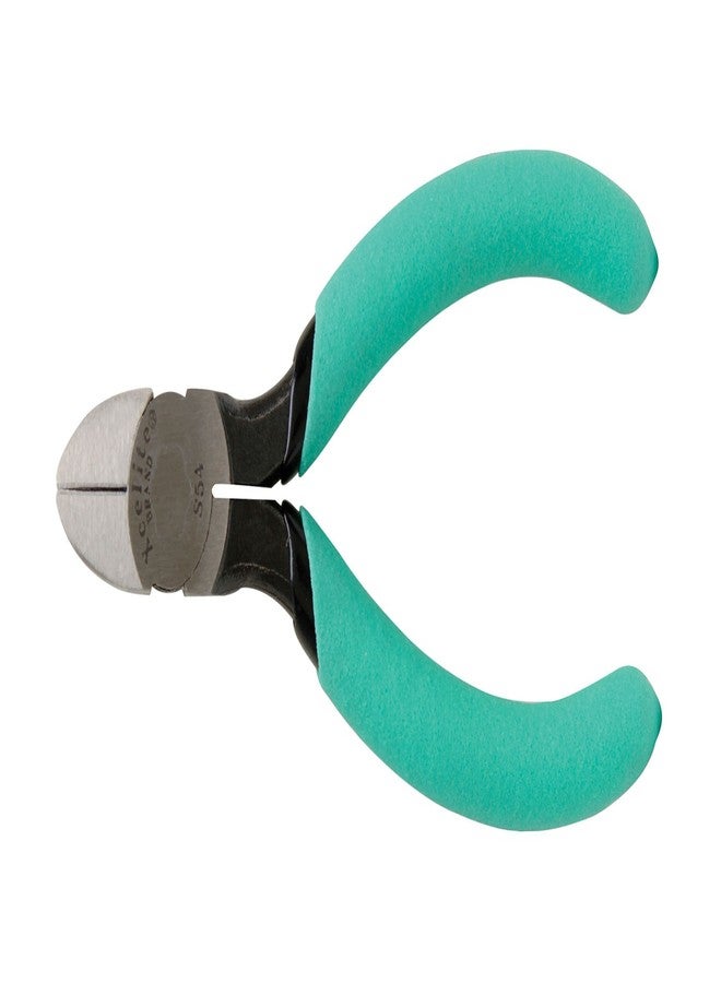 Xcelite S54N Diagonal Lead Cutter, Standard Jaw, 4-1/2" Length, 5/8" Jaw Length, Green Cushion Grip Handle - Image 1