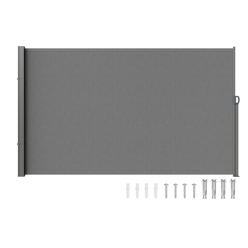 VEVOR Retractable Side Awning, 71''x 138'' Outdoor Privacy Screen, 180g Polyester Water-Proof Retractable Patio Screen, UV 30+ Room Divider Wind Screen for Patio, Backyard, Balcony, Gray - Image 1