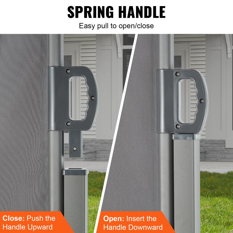 VEVOR Retractable Side Awning, 71''x 138'' Outdoor Privacy Screen, 180g Polyester Water-Proof Retractable Patio Screen, UV 30+ Room Divider Wind Screen for Patio, Backyard, Balcony, Gray - Image 5