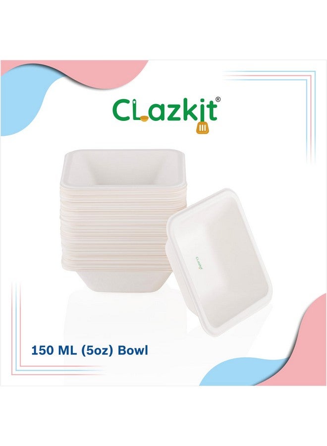 Clazkit 150 Ml, 50-Pack Square Compostable Bagasse Bowls | Disposable Eco-Friendly Biodegradable Dinner | Party, Wedding, Event - Image 4