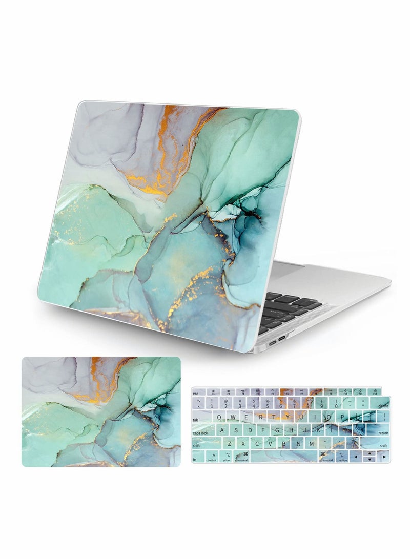 Laptop Case  Compatible with MacBook Air 13 Inch 2020 2019 2018 Release A2337 M1/A2179/A1932,Colorful Marble Case with Keyboard Cover Skin for MacBook Air 2020 with Touch ID - Image 1