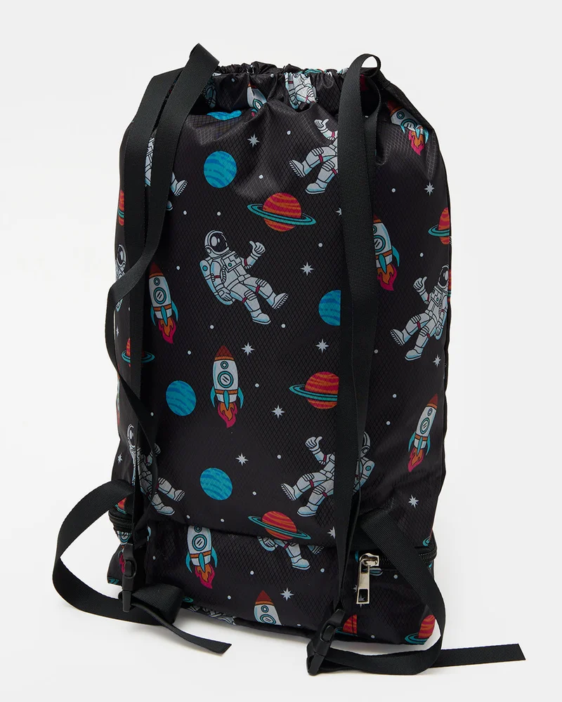 REDTAG Boys Black Printed Backpack