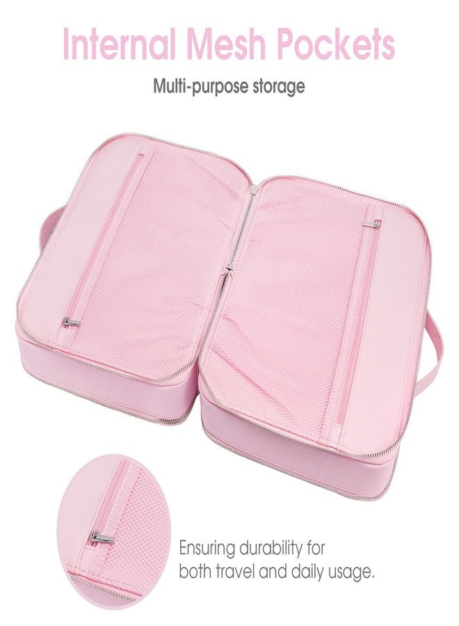 idoltimes Clear Makeup Bag,Large Toiletry Case for Women,PU Leather Travel Cosmetic Bag,Detachable Makeup Case,Double Compartment Make up Organizer - Image 5