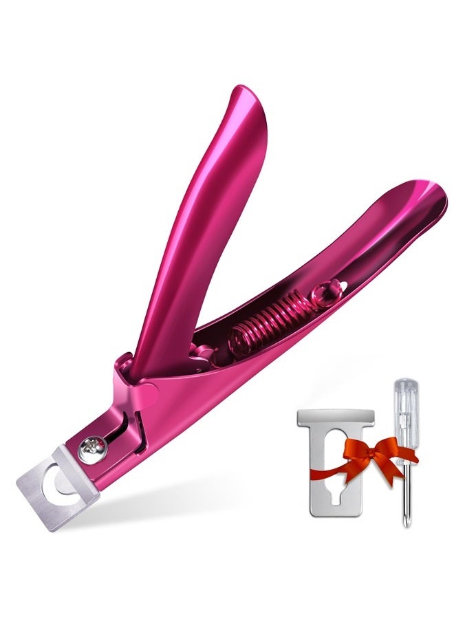 GA&EN Elegant Violet Red Premium Adjustable Stainless Steel Artificial Acrylic Fake False Nail Tip Clipper Cutter Trimmer Manicure Pedicure Sharp Blade Clip Tool for Salon Home Nail Art Beauty Design DIY - Image 1