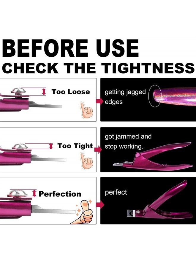 GA&EN Elegant Violet Red Premium Adjustable Stainless Steel Artificial Acrylic Fake False Nail Tip Clipper Cutter Trimmer Manicure Pedicure Sharp Blade Clip Tool for Salon Home Nail Art Beauty Design DIY - Image 3