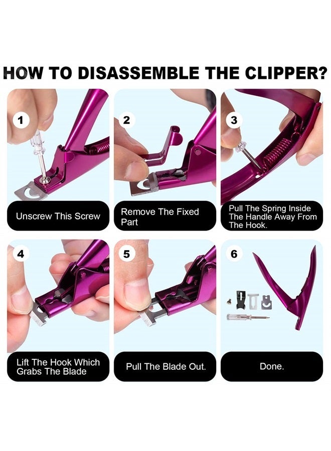 GA&EN Elegant Violet Red Premium Adjustable Stainless Steel Artificial Acrylic Fake False Nail Tip Clipper Cutter Trimmer Manicure Pedicure Sharp Blade Clip Tool for Salon Home Nail Art Beauty Design DIY - Image 4