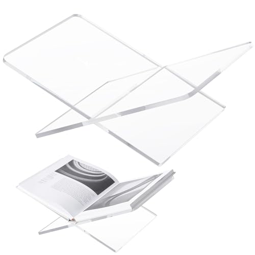 DECORANY Acrylic Book Stand 15 x 9 x 6 in Large Open Book Display Stand for Cookbook Art Book Bible Guest Book Coffee Table Book Stand for Reading Transparency Large Size - Image 1