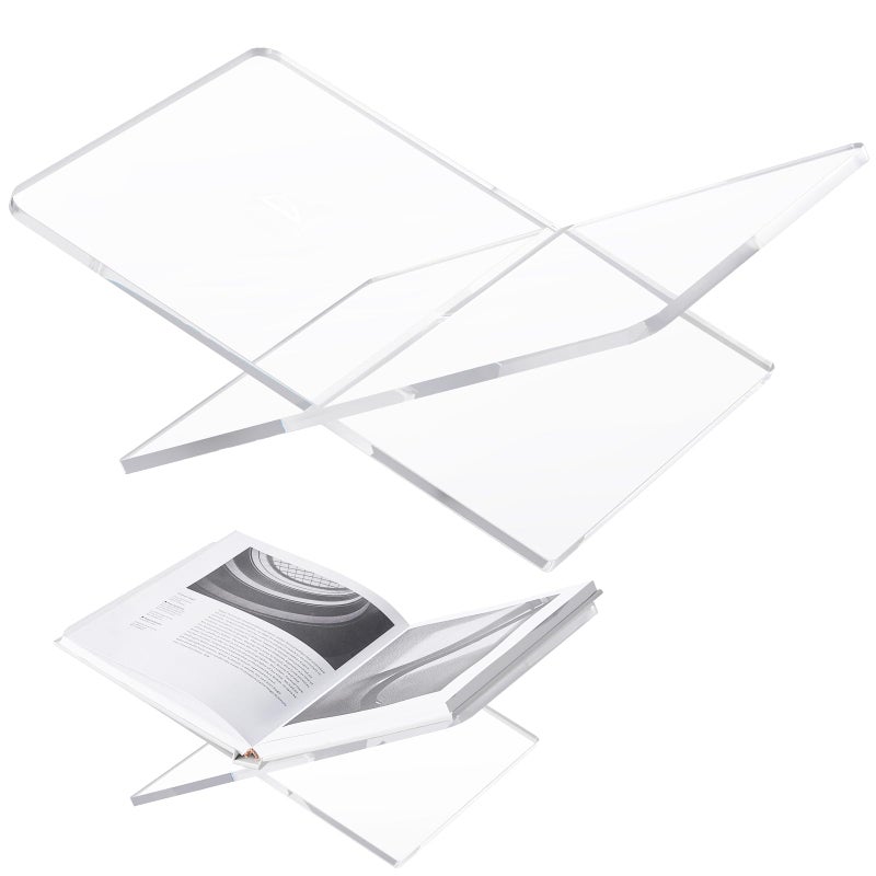 DECORANY Acrylic Book Stand 15 x 9 x 6 in Large Open Book Display Stand for Cookbook Art Book Bible Guest Book Coffee Table Book Stand for Reading Transparency Large Size - Image 2