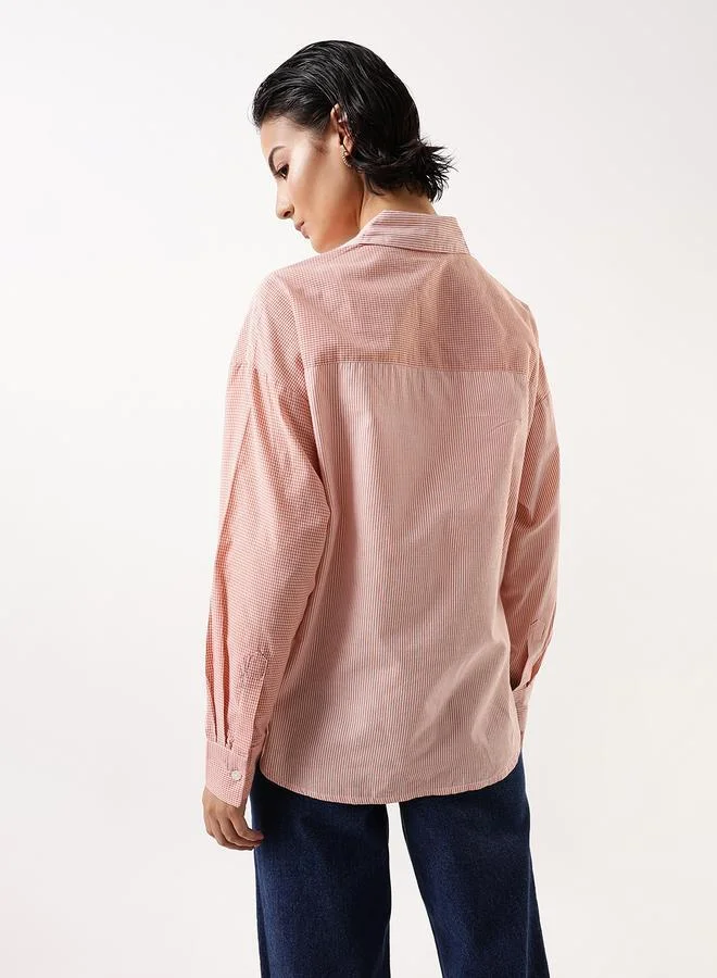 Hubberholme  Women's Multicolour 100% Cotton Colourblocked Button Down Oversized Shirt for Women | Best Price UAE