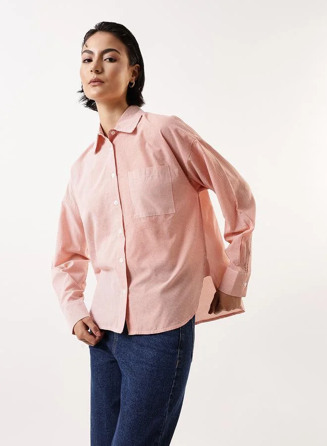 Hubberholme  Women's Multicolour 100% Cotton Colourblocked Button Down Oversized Shirt for Women | Best Price UAE