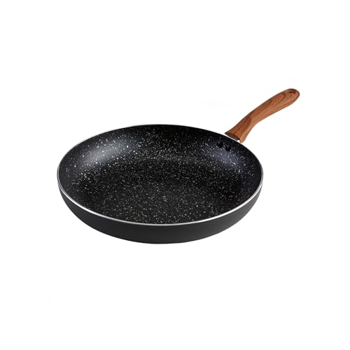 IMUSA USA Woodlook 12" Black Stone Fry Pan Handle and Speckled Nonstick Interior - Image 1