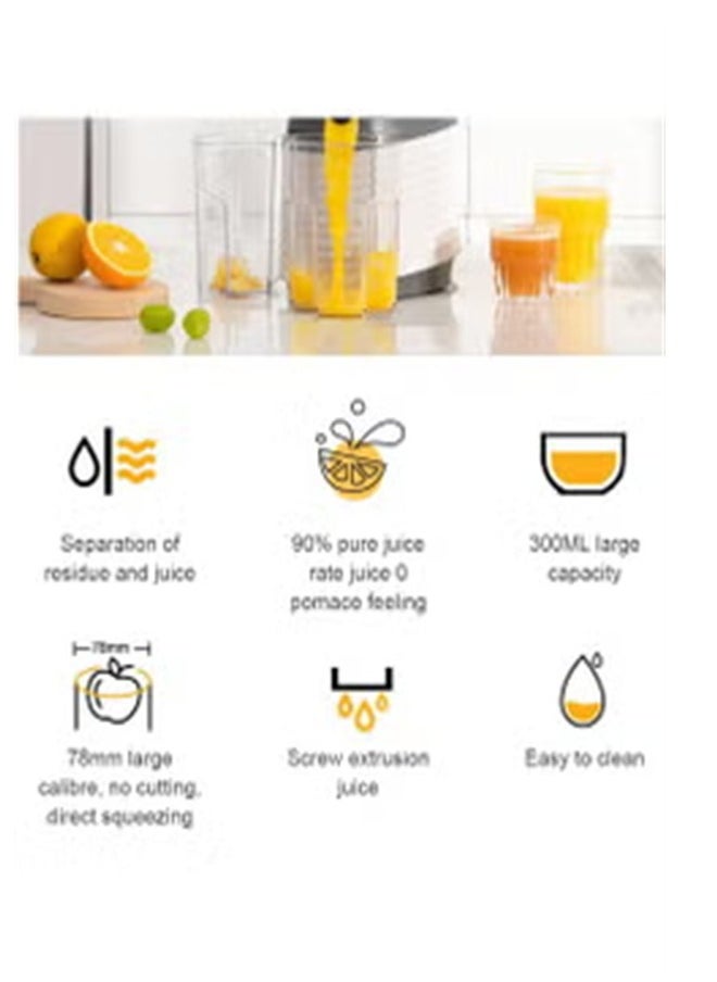 sokany - Slow Masticating Juicer, Slow juicer, Fruit Vegetable Juicer, Cold Press Juicer with High Output 300W JE-32 (White) - Image 1