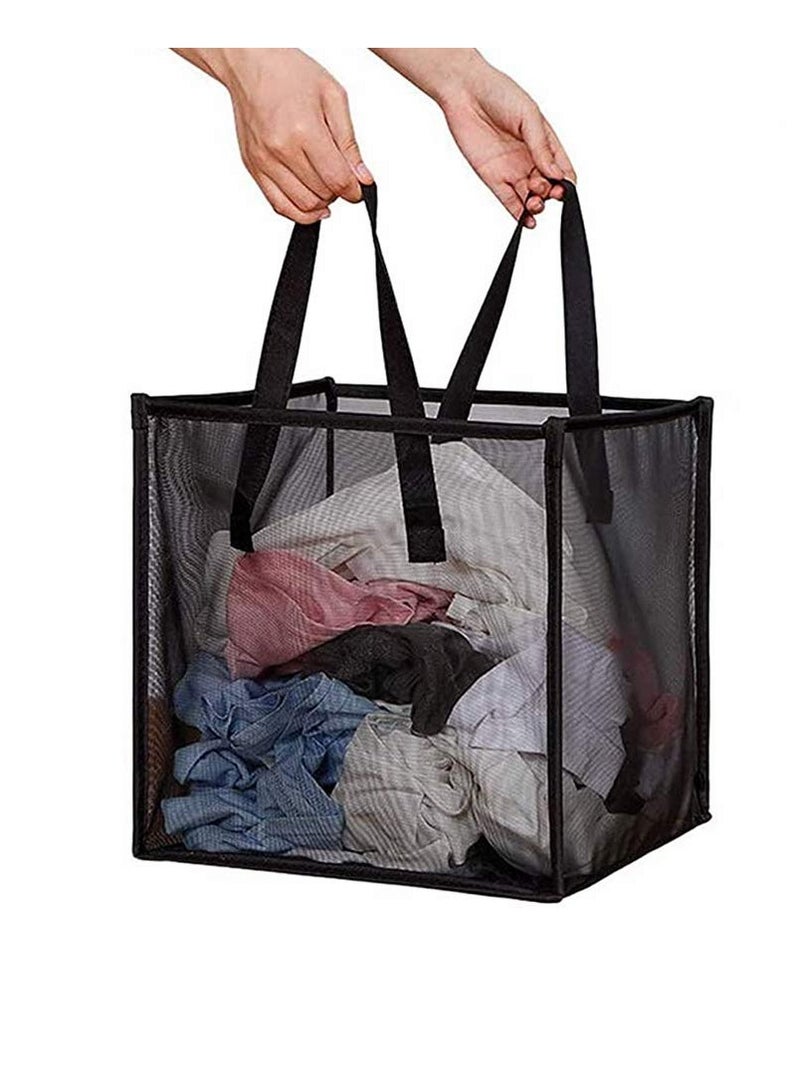 SYOSI Mesh Pop Up Laundry Basket, Collapsible Hamper with Durable Handles, Foldable Storage for Kids Room, College Dorm, Travel, and Bathroom Organizer (Black) - Image 1