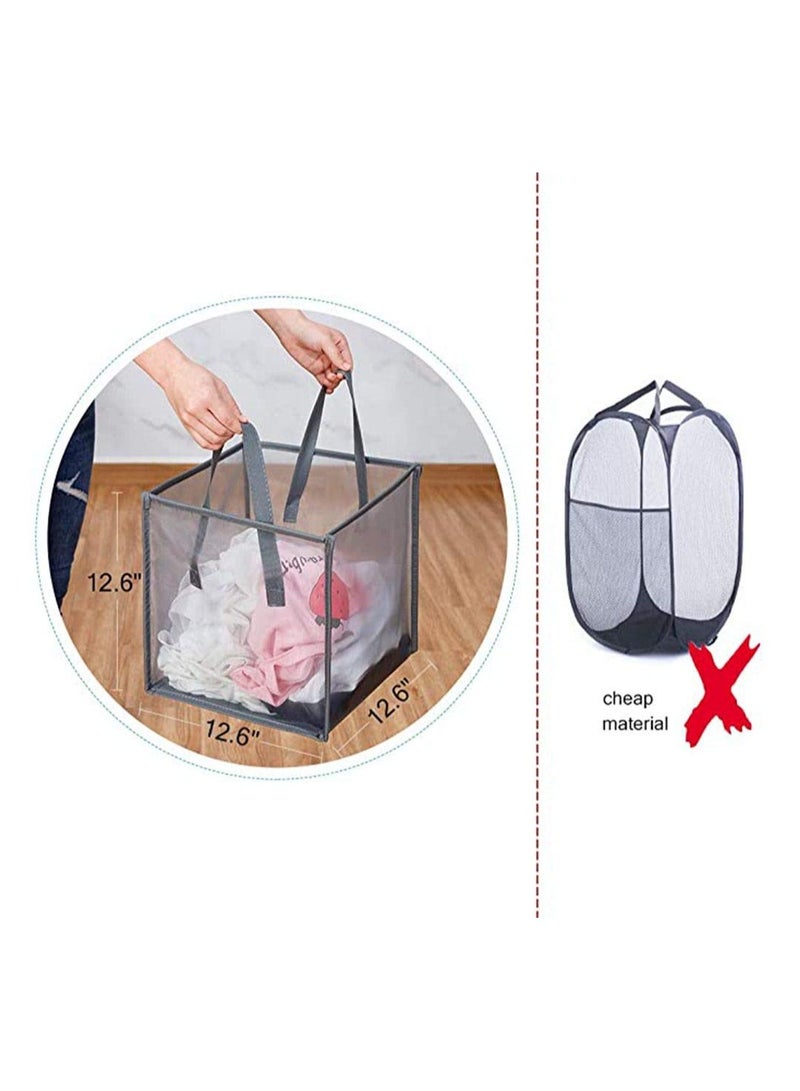 SYOSI Mesh Pop Up Laundry Basket, Collapsible Hamper with Durable Handles, Foldable Storage for Kids Room, College Dorm, Travel, and Bathroom Organizer (Black) - Image 4