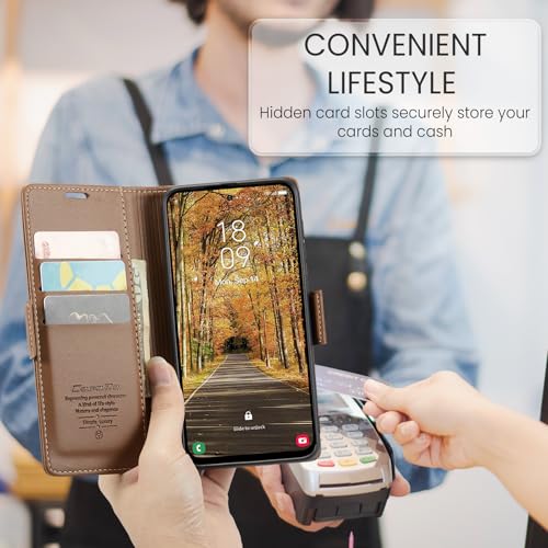 Rerzoiro for Samsung Galaxy S25 Edge Case, Premium PU Leather Wallet Case Flip Cover with [RFID Blocking][Card Holder][Stand Function] Shockproof Protective for Samsung Galaxy S25 Edge, Brown - Image 4