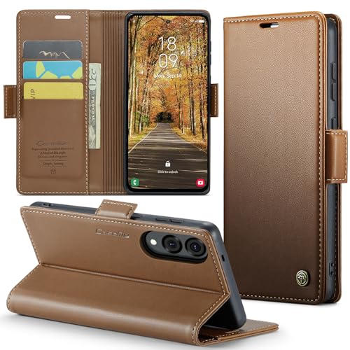 Rerzoiro for Samsung Galaxy S25 Edge Case, Premium PU Leather Wallet Case Flip Cover with [RFID Blocking][Card Holder][Stand Function] Shockproof Protective for Samsung Galaxy S25 Edge, Brown - Image 1