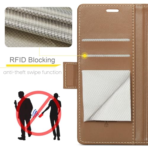 Rerzoiro for Samsung Galaxy S25 Edge Case, Premium PU Leather Wallet Case Flip Cover with [RFID Blocking][Card Holder][Stand Function] Shockproof Protective for Samsung Galaxy S25 Edge, Brown - Image 2