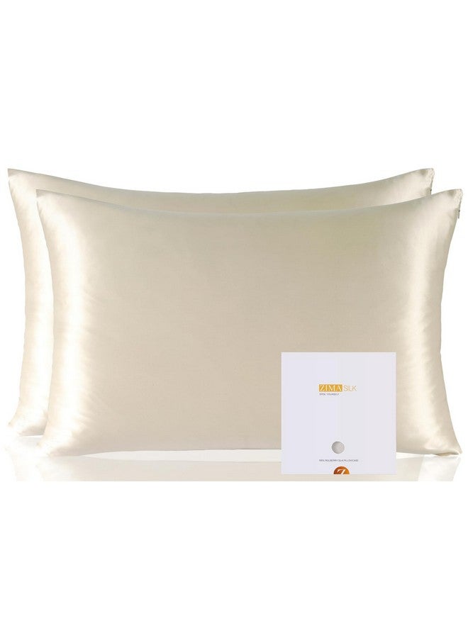 ZIMASILK ZIMASILK 100% Pure Mulberry Silk Pillowcase 2 Pack, Soft and Smooth,Both Sides Premium Grade 6A Silk,600 Thread Count,with Hidden Zipper (Queen 20''x30'',Beige) - Image 1