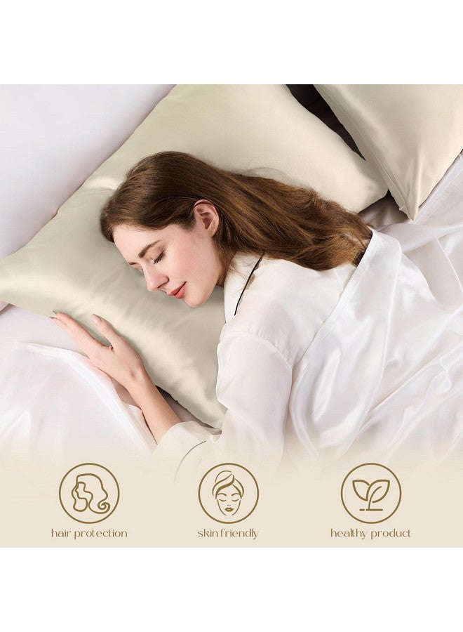 ZIMASILK ZIMASILK 100% Pure Mulberry Silk Pillowcase 2 Pack, Soft and Smooth,Both Sides Premium Grade 6A Silk,600 Thread Count,with Hidden Zipper (Queen 20''x30'',Beige) - Image 4
