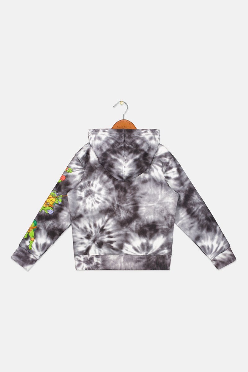 nickelodeon Kids Boy Tie Dye TMNT Hoodie, Grey - Image 2