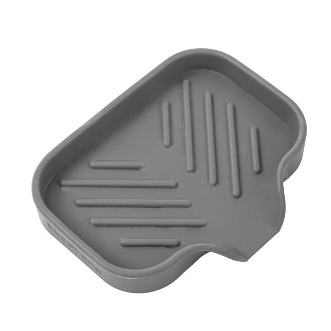 SILICONE BATHROOM SOAP DISHES WITH DRAIN SPOUTBATHROOM AND KITCHEN SINK ORGANIZERSPONGE HOLDERDISH SOAP TRAYPERFECT FOR DISPENSERSCRUBBERBOTTLECUP ON SINK OR COUNTERGREY 4932
