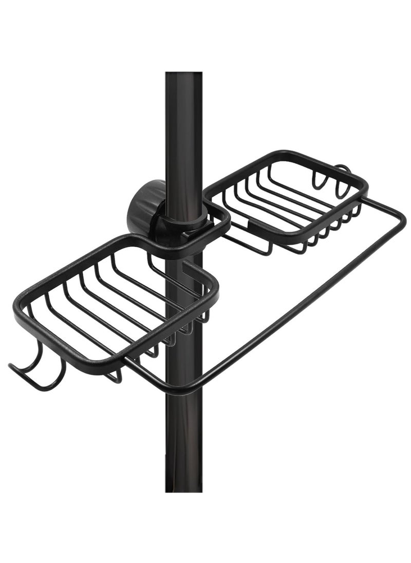 Faucet Rack, Aluminum Alloy Faucet Sponge Holder, Detachable Faucet Caddy Organizer for Kitchen & Bathroom, Double Kitchen Faucet Shelf for Holding Sponge/Soap/Shampoo/Rag (Black) - Image 1
