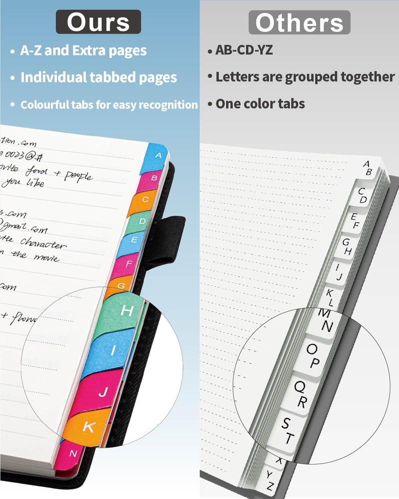 hi!SCI Small Password Keeper Book with Colorful Alphabetical Tabs, Hardcover Password Log-book for Internet Password and Website Address, 4.1"Ã—6.2" Password Notebook for Home Office (Black) - Image 4