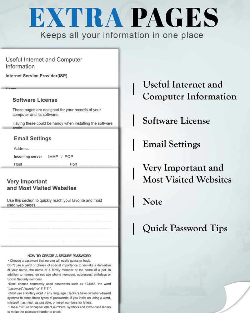hi!SCI Small Password Keeper Book with Colorful Alphabetical Tabs, Hardcover Password Log-book for Internet Password and Website Address, 4.1"Ã—6.2" Password Notebook for Home Office (Black) - Image 5