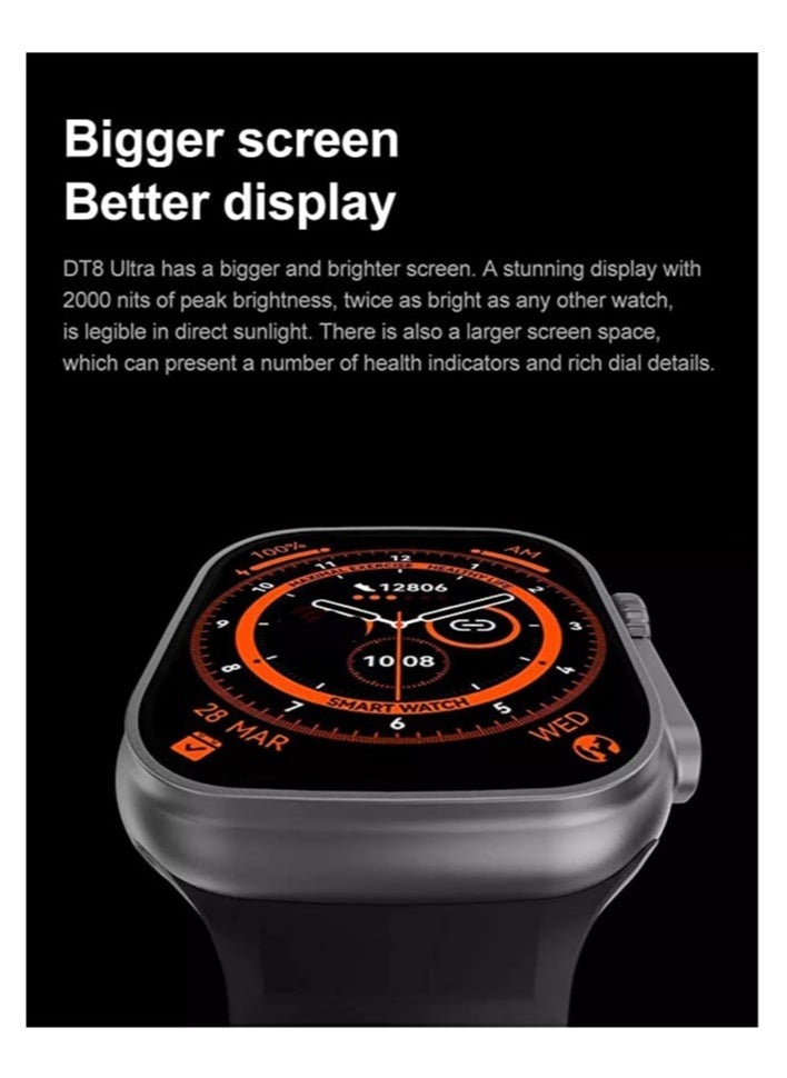 X8+ Plus Ultra Smartwatch 2.08 Inch IPS display NFC Bluetooth V5 Call Black