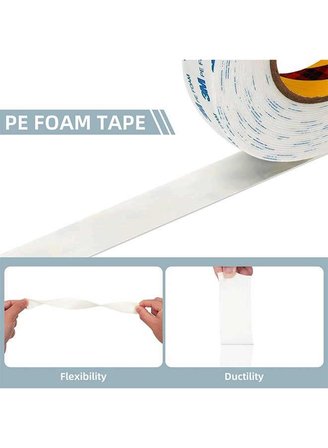 3M 2 Pcs Double Sided Tape 1cm*3meter, Mounting Tape Heavy Duty, Removeable PE Foam Tape Strips, Strong Adhesive Tape Waterproof Free Damage for Paint Wall Picture Hanging Poster - Image 2