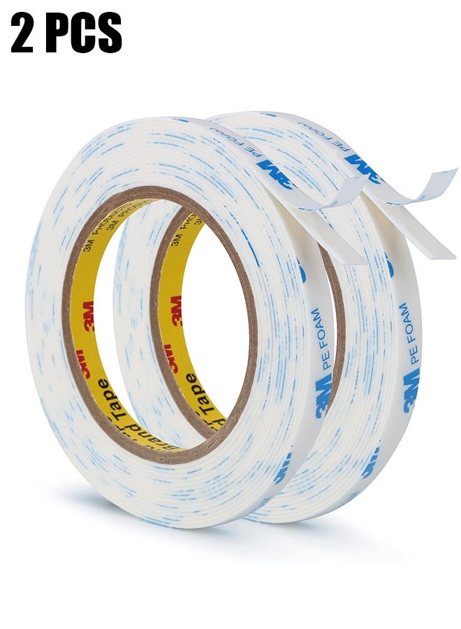 3M 2 Pcs Double Sided Tape 1cm*3meter, Mounting Tape Heavy Duty, Removeable PE Foam Tape Strips, Strong Adhesive Tape Waterproof Free Damage for Paint Wall Picture Hanging Poster - Image 1