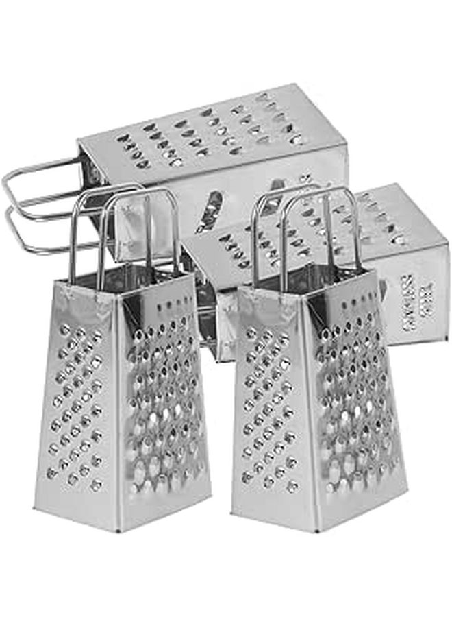 4 Pcs Stainless Steel Cheese Grater Set with Handle for Vegetables Chocolate Lemon Zesting - Image 1