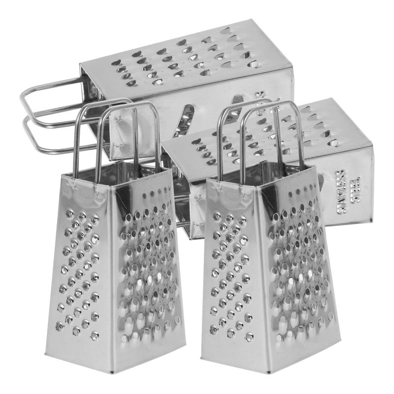 4 Pcs Stainless Steel Cheese Grater Set with Handle for Vegetables Chocolate Lemon Zesting - Image 2