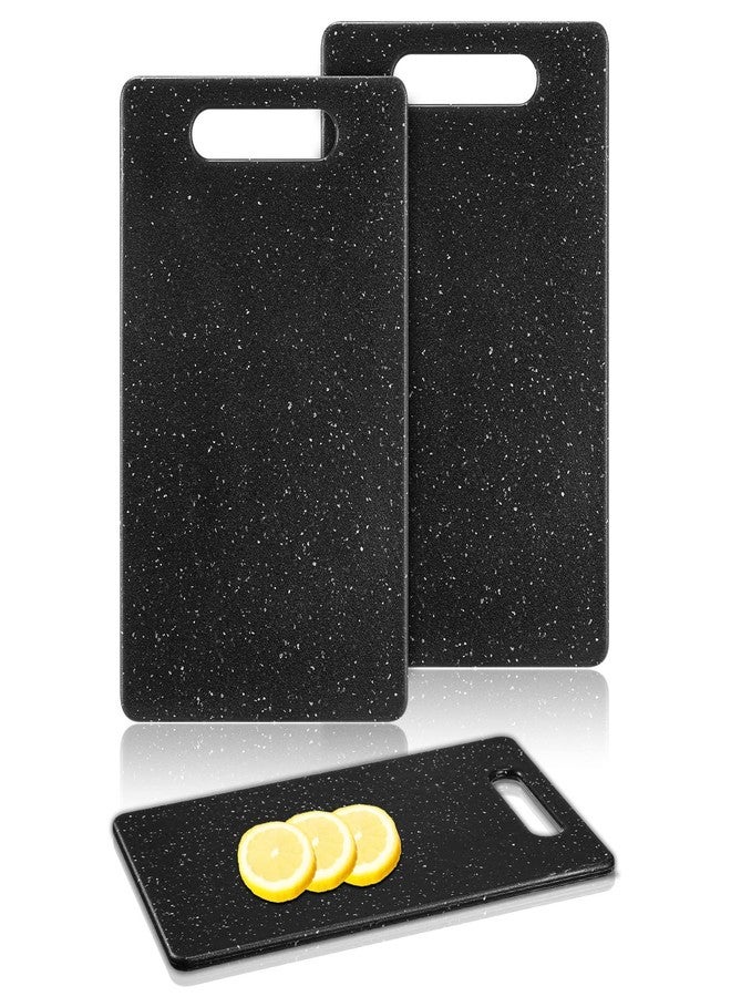 Lounsweer 2 Pcs Small Cutting Board for Kitchen Mini Plastic Cutting Board Set Bar Dishwasher Safe Granite Color Food for Camping Food Fruits Prep Vegetables Easy Grip(6" x 10",Black) - Image 1