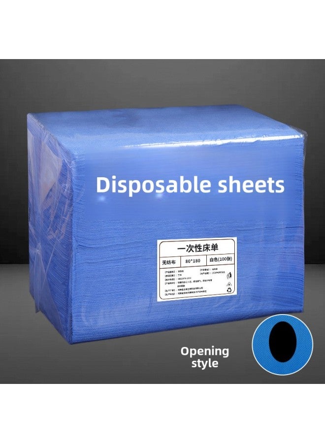 إسكدنيا ملاءات سرير يمكن التخلص منها لصالونات التجميل سرير تدليك خاص قماش غير منسوج قابل للتنفس 100% زيت سميك مقاوم للماء مع ثقوب للبيع بالجملة - اللون: أزرق 【ملاءات سرير مسامية】 - المواصفات: موديل 80*190 س - Image 1