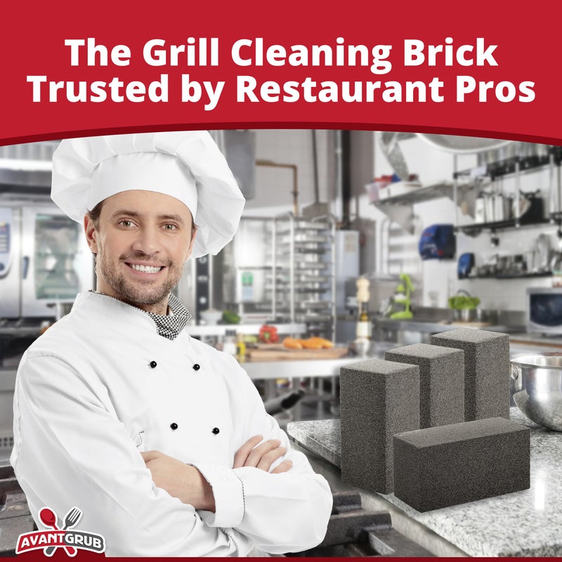 Avant Grub طوب تنظيف الشوايات الثقيل 1 عبوة. أداة حجر الخفاف من الدرجة التجارية لتنظيف وتعقيم شوايات المطاعم المسطحة أو الشوايات. - Image 5