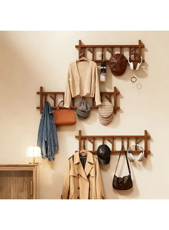 Tawny Wall Mounted Space Saving Rotating Hooks Clothes Rack For Bedroom Entrance - Image 2
