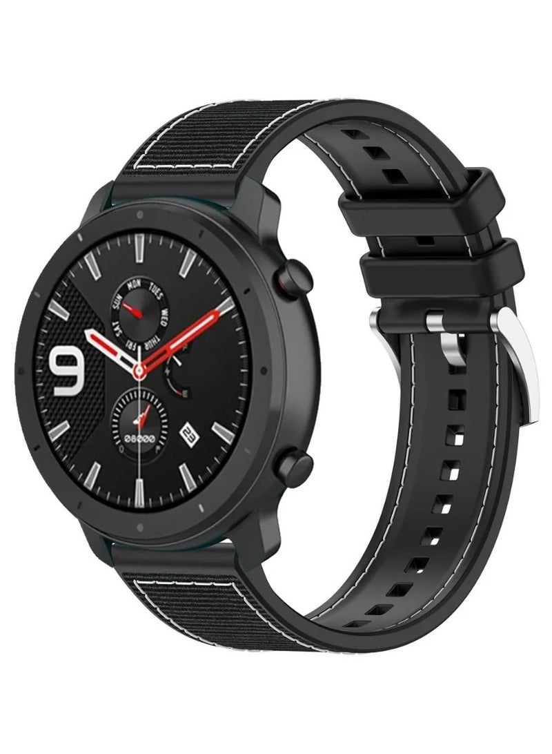 Silicone Sport Band 22MM Compatible with Samsung galaxy watch 3 45mm /watch 46mm/Gear S3/Huawei watch GT3 46MM/GT2E/GT2 Pro/GT2 46MM/Amazfit GTR 2/3/3 Pro/GTR4 (Black) - Image 2