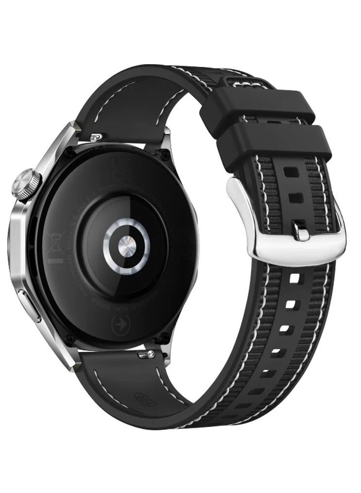 Silicone Sport Band 22MM Compatible with Samsung galaxy watch 3 45mm /watch 46mm/Gear S3/Huawei watch GT3 46MM/GT2E/GT2 Pro/GT2 46MM/Amazfit GTR 2/3/3 Pro/GTR4 (Black) - Image 1