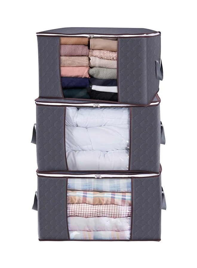 3-Piece Storage Bag Organizer Set Grey - Image 1
