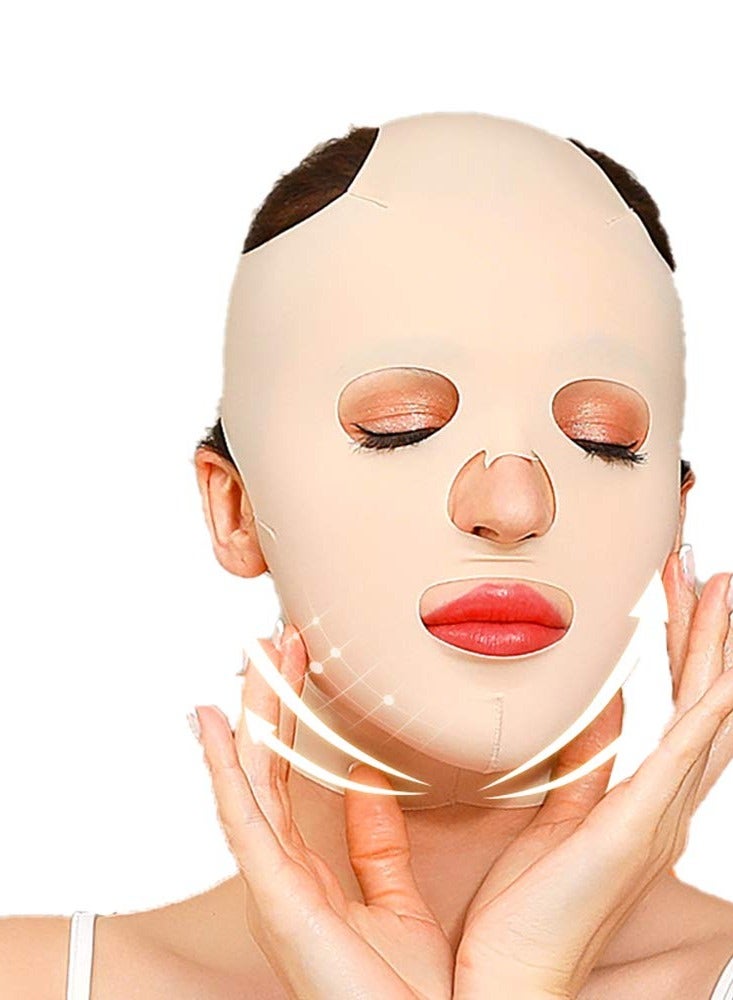 حزام نوم لشد الوجه بالكامل، حزام تنحيف الخدين، قناع تنحيف الوجه، جهاز تجميل الوجه النحيف بالمساج، قابل لإعادة الاستخدام ومسامي. - Image 3