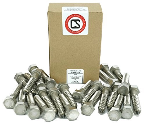 Chenango Supply Stainless 1/2 x 2-1/2" Hex Lag Screw (1-1/2" to 5" Lengths Available in Listing), 18-8 Stainless Steel, 25 Pieces (1/2 x 2-1/2") - Image 2