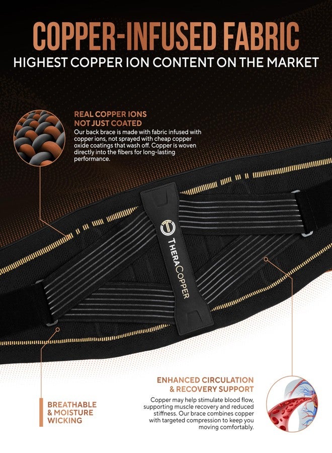 TheraCopper Copper Back Brace for Men & Women — Lumbar Support Belt for Lower Back Pain, Sciatica & Herniated Disc — Infused Copper Back Support with Adjustable Compression (Large) - Image 3